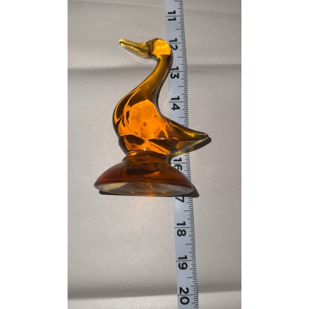 Vintage viking art glass amber bird duck goose figurine mid century modern
